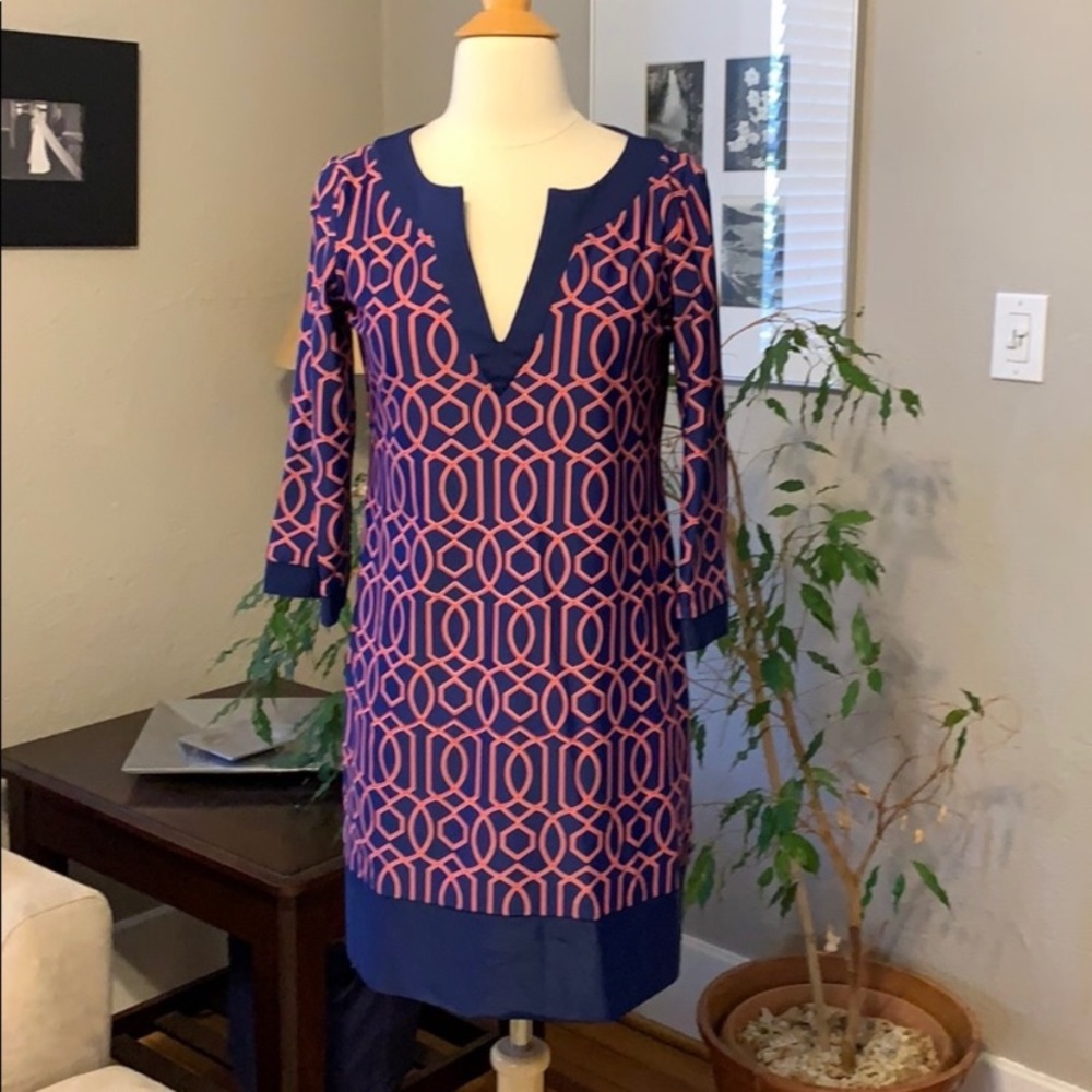 Jude Connally 🌹 Navy and Red Shift Dress 🌹 Megan Dress